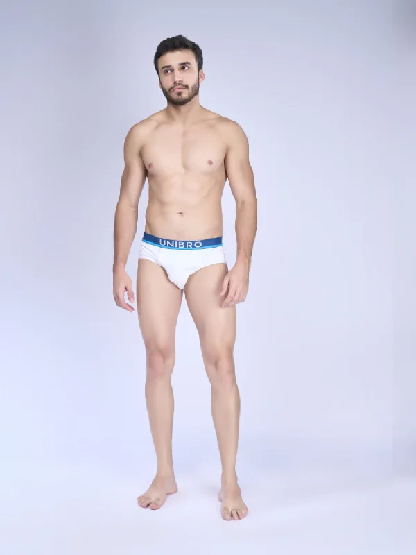 Men Premium Brief with Outer Elastic TENCEL™ Modal Fiber Fabric White