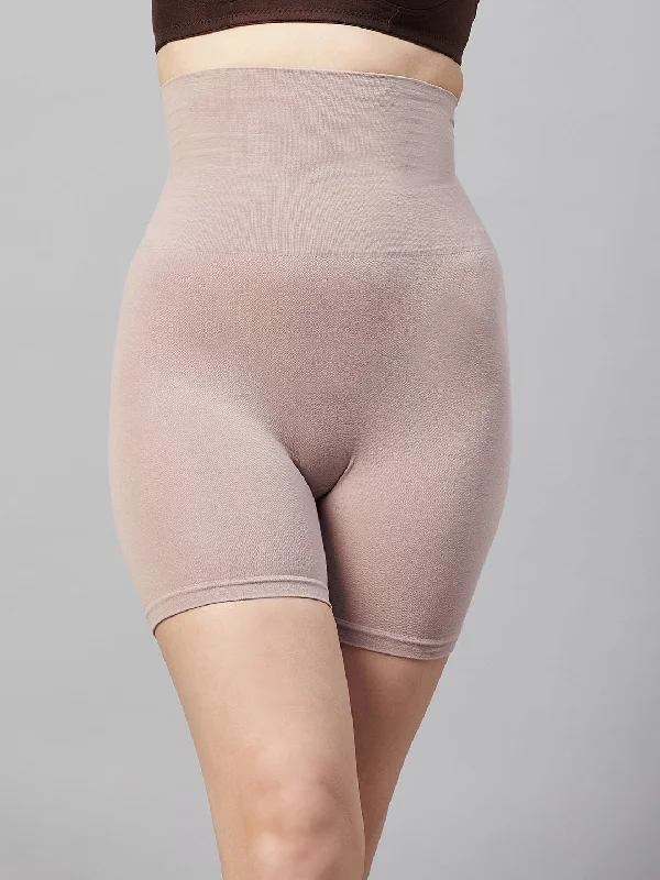 Seamless Cotton High Waist Thigh Shaper For Women - Latte